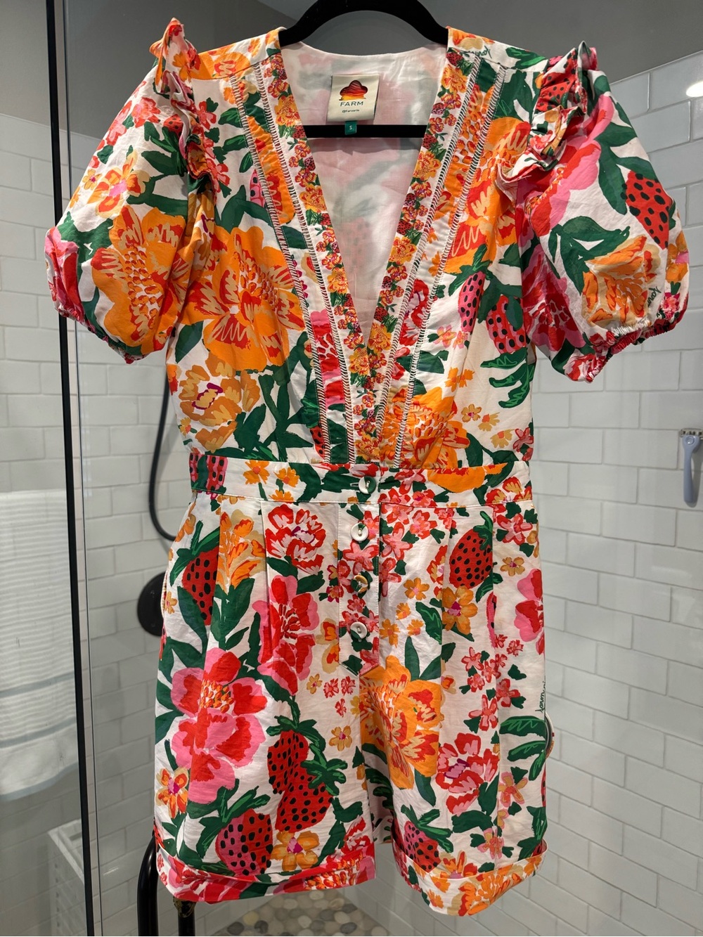 Farm Rio Flowerful Sketch Romper